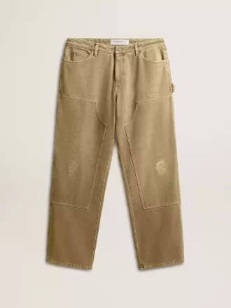 Pantaloni din bumbac cu efect uzat pentru bărbați