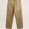 Pantaloni din bumbac cu efect uzat pentru bărbați Pantaloni din bumbac cu efect uzat pentru bărbați