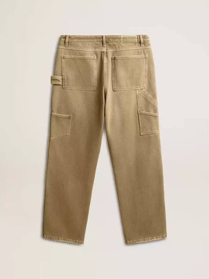 Pantaloni din bumbac cu efect uzat pentru bărbați Pantaloni din bumbac cu efect uzat pentru bărbați