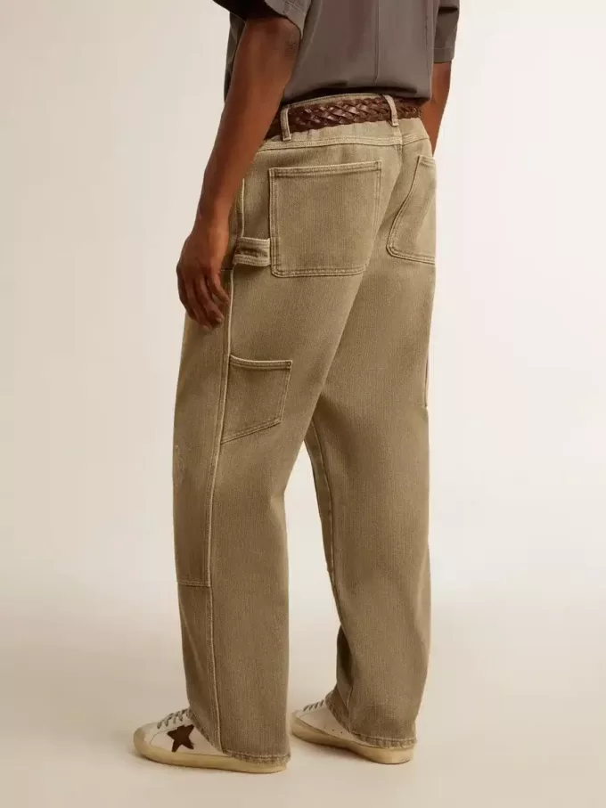 Pantaloni din bumbac cu efect uzat pentru bărbați Pantaloni din bumbac cu efect uzat pentru bărbați
