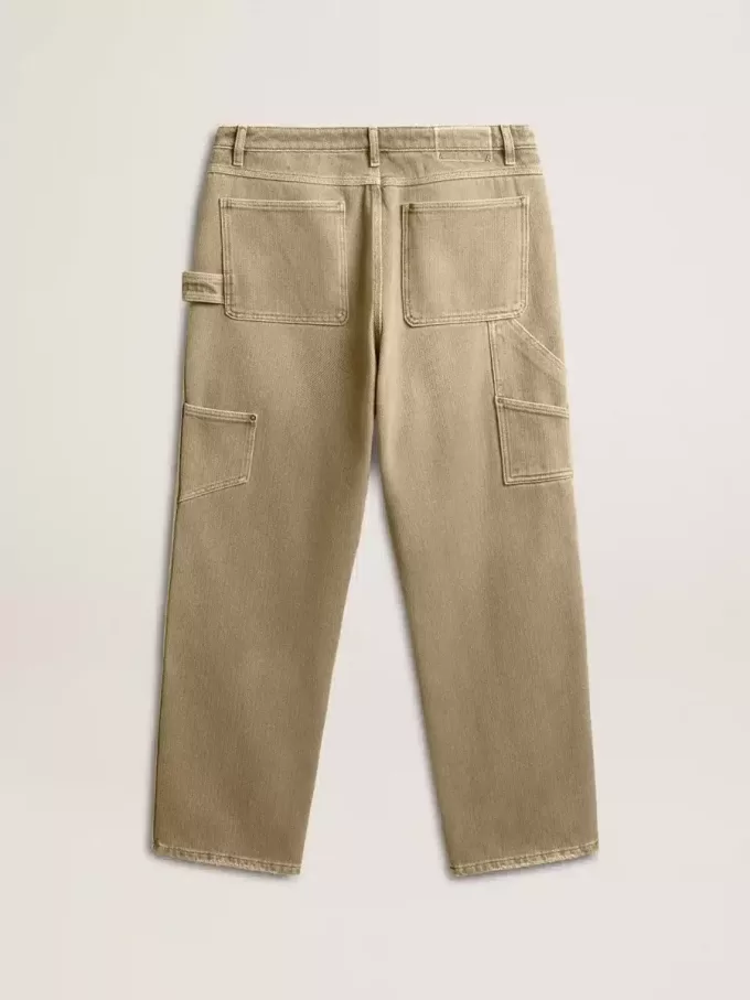 Pantaloni din bumbac cu efect uzat pentru bărbați Pantaloni din bumbac cu efect uzat pentru bărbați