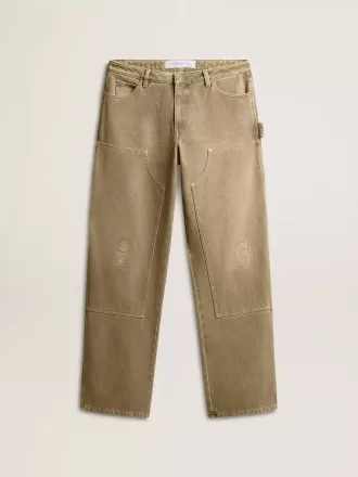 Pantaloni din bumbac cu efect uzat pentru femei