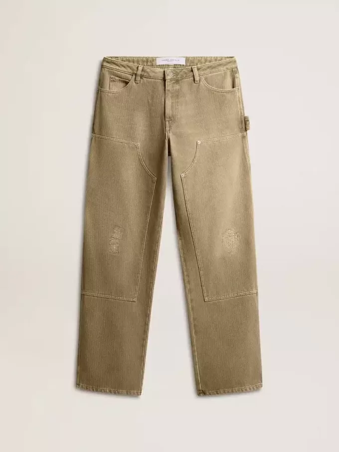 Pantaloni din bumbac cu efect uzat pentru femei Pantaloni din bumbac cu efect uzat pentru femei