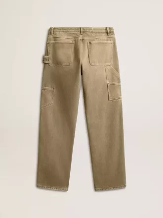 Pantaloni din bumbac cu efect uzat pentru femei