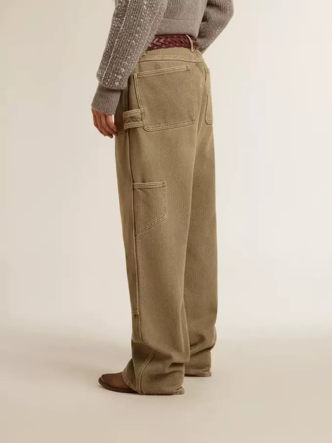 Pantaloni din bumbac cu efect uzat pentru femei Pantaloni din bumbac cu efect uzat pentru femei