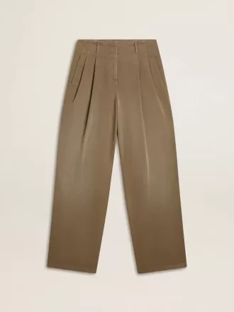 Pantaloni din bumbac kaki pentru femei