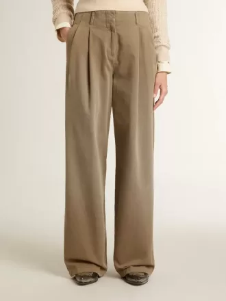 Pantaloni din bumbac kaki pentru femei