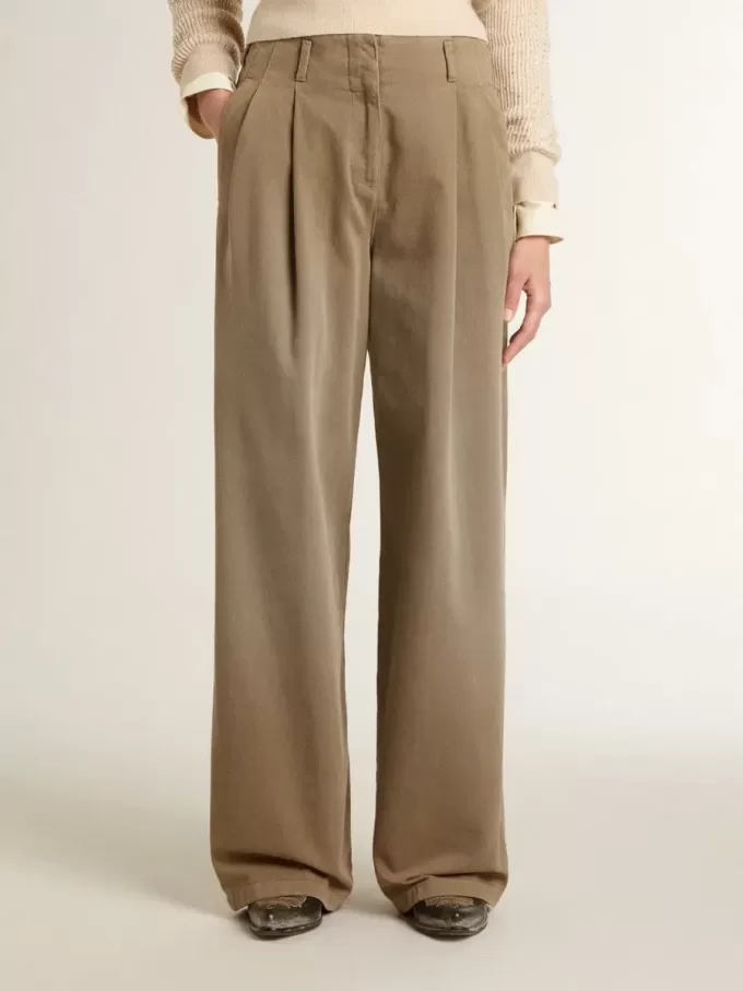 Pantaloni din bumbac kaki pentru femei Pantaloni din bumbac kaki pentru femei
