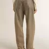Pantaloni din bumbac kaki pentru femei, cu efect Swarovski degradat Pantaloni din bumbac kaki pentru femei, cu efect Swarovski degradat