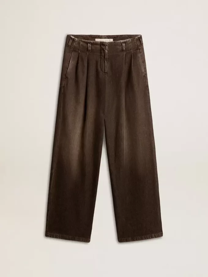 Pantaloni din bumbac pentru femei, cu spălare medie Pantaloni din bumbac pentru femei, cu spălare medie