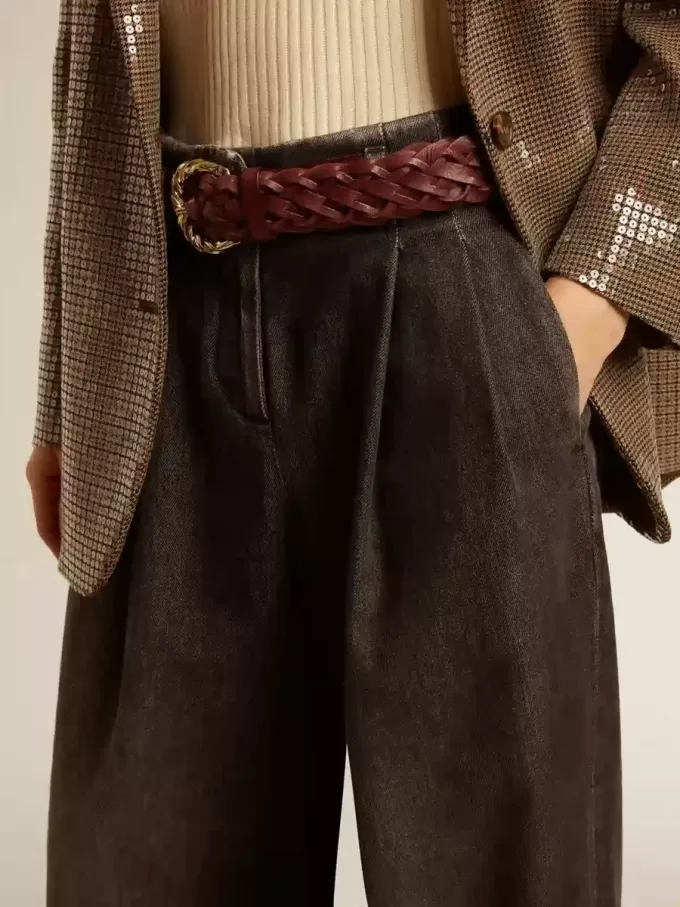 Pantaloni din bumbac pentru femei, cu spălare medie Pantaloni din bumbac pentru femei, cu spălare medie