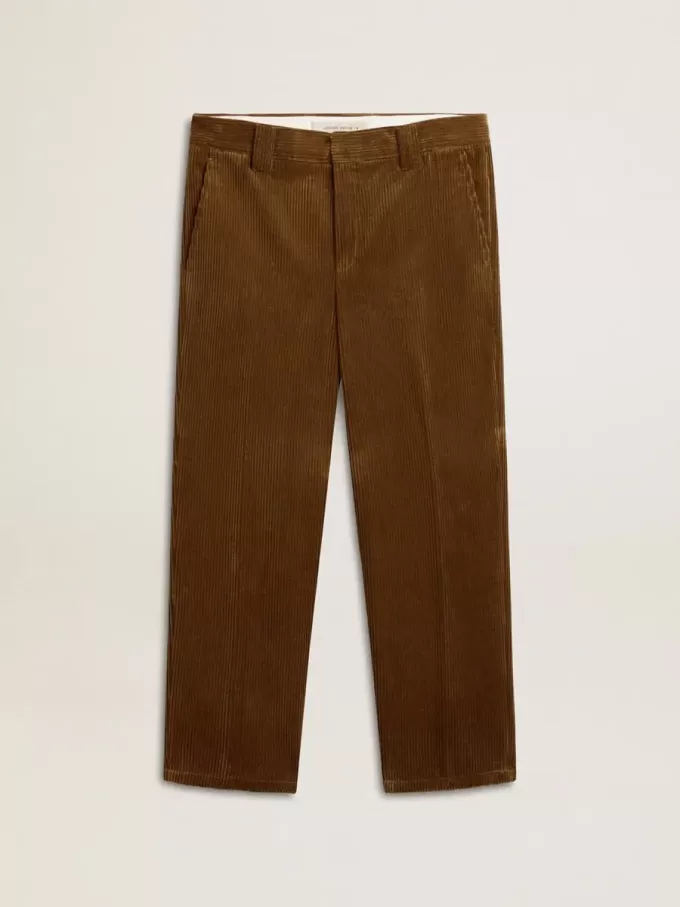 Pantaloni din catifea de bumbac de culoare măslinie închisă pentru bărbați Pantaloni din catifea de bumbac de culoare măslinie închisă pentru bărbați