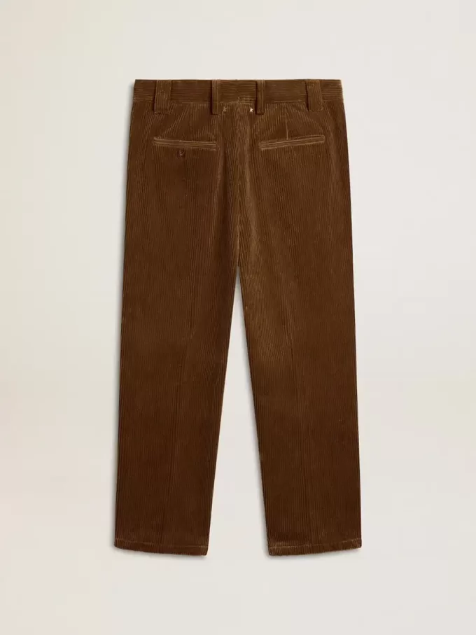 Pantaloni din catifea de bumbac de culoare măslinie închisă pentru bărbați Pantaloni din catifea de bumbac de culoare măslinie închisă pentru bărbați