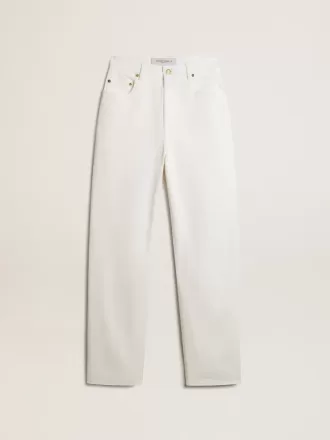 Pantaloni din denim alb optic pentru femei Pantaloni din denim alb optic pentru femei