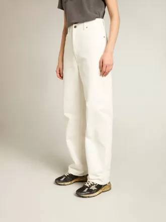 Pantaloni din denim alb optic pentru femei Pantaloni din denim alb optic pentru femei