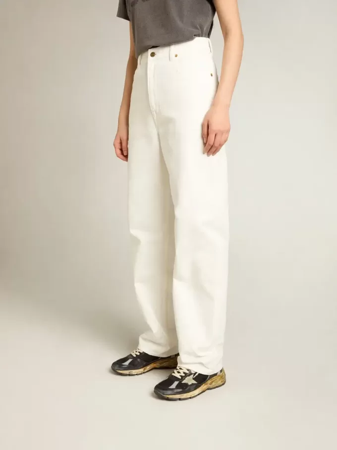 Pantaloni din denim alb optic pentru femei Pantaloni din denim alb optic pentru femei