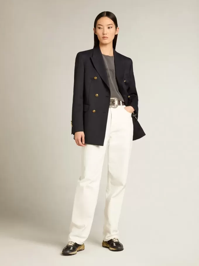 Pantaloni din denim alb optic pentru femei Pantaloni din denim alb optic pentru femei