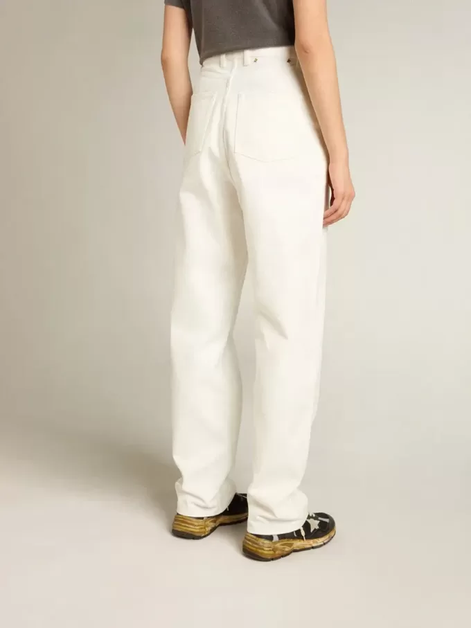Pantaloni din denim alb optic pentru femei Pantaloni din denim alb optic pentru femei