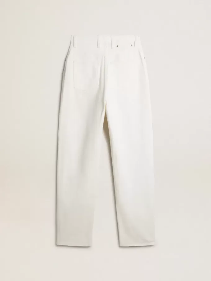 Pantaloni din denim alb optic pentru femei Pantaloni din denim alb optic pentru femei
