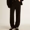 Pantaloni din denim de bumbac pentru femei, cu decorațiuni din cristale și pietre Pantaloni din denim de bumbac pentru femei, cu decorațiuni din cristale și pietre
