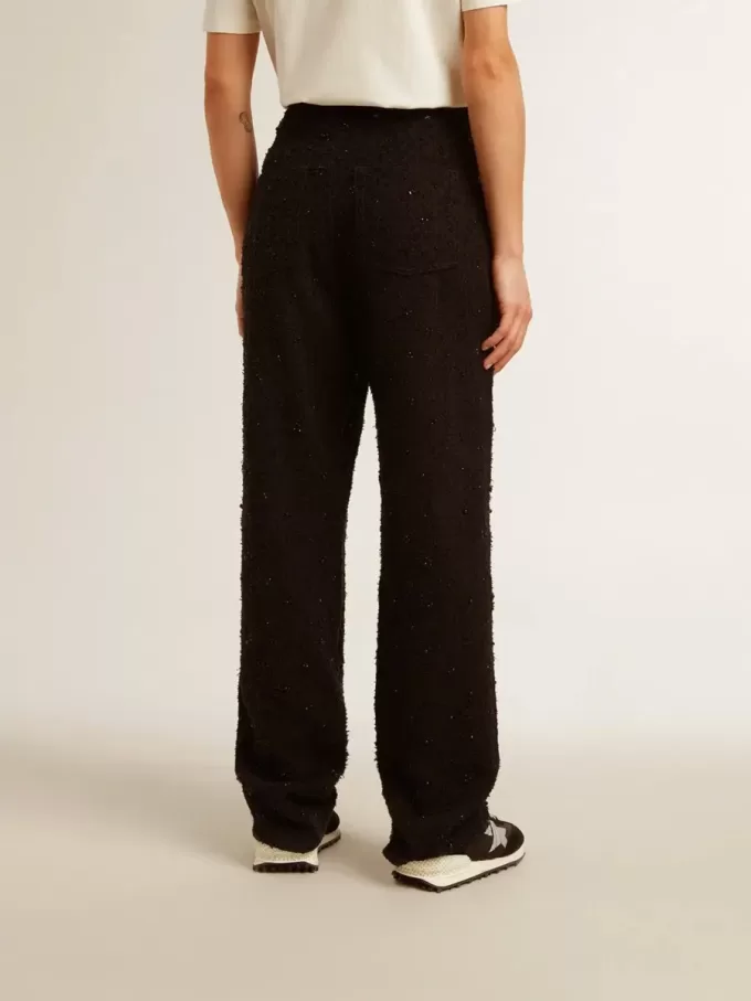 Pantaloni din denim de bumbac pentru femei, cu decorațiuni din cristale și pietre Pantaloni din denim de bumbac pentru femei, cu decorațiuni din cristale și pietre