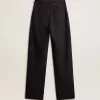 Pantaloni din denim de bumbac pentru femei, cu decorațiuni din cristale și pietre Pantaloni din denim de bumbac pentru femei, cu decorațiuni din cristale și pietre