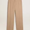 Pantaloni din gabardină de lână pentru bărbați, culoare nisip Pantaloni din gabardină de lână pentru bărbați, culoare nisip