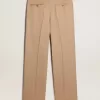 Pantaloni din gabardină de lână pentru bărbați, culoare nisip Pantaloni din gabardină de lână pentru bărbați, culoare nisip