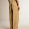 Pantaloni din gabardină de lână pentru femei, culoare nisip Pantaloni din gabardină de lână pentru femei, culoare nisip