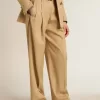 Pantaloni din gabardină de lână pentru femei, culoare nisip Pantaloni din gabardină de lână pentru femei, culoare nisip