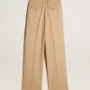 Pantaloni din gabardină de lână pentru femei, culoare nisip Pantaloni din gabardină de lână pentru femei, culoare nisip