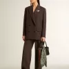Pantaloni din lână virgină maro pentru femei Pantaloni din lână virgină maro pentru femei