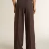 Pantaloni din lână virgină maro pentru femei Pantaloni din lână virgină maro pentru femei