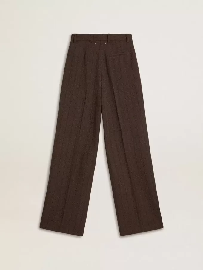 Pantaloni din lână virgină maro pentru femei Pantaloni din lână virgină maro pentru femei