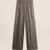 Pantaloni din viscoză și mătase verde pentru femei, cu model floral Pantaloni din viscoză și mătase verde pentru femei, cu model floral