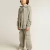 Pantaloni jogging cargo din bumbac gri melanj cu broderie Pantaloni jogging cargo din bumbac gri melanj cu broderie