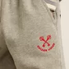 Pantaloni jogging cargo din bumbac gri melanj cu broderie Pantaloni jogging cargo din bumbac gri melanj cu broderie