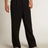 Pantaloni largi pentru bărbați din lână albastră închisă