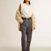 Pantaloni largi pentru femei din lână albastru deschis Pantaloni largi pentru femei din lână albastru deschis