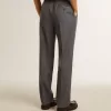 Pantaloni largi pentru femei din lână albastru deschis Pantaloni largi pentru femei din lână albastru deschis
