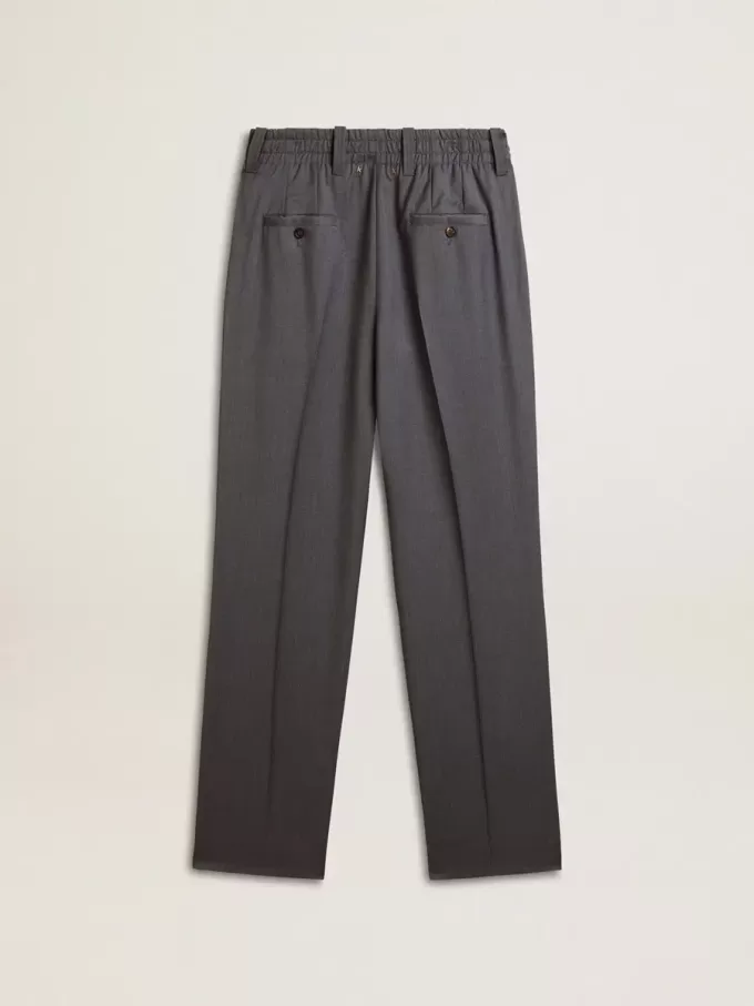 Pantaloni largi pentru femei din lână albastru deschis Pantaloni largi pentru femei din lână albastru deschis