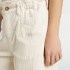 Pantaloni largi pentru fete, de culoare crem, cu broderie Pantaloni largi pentru fete, de culoare crem, cu broderie