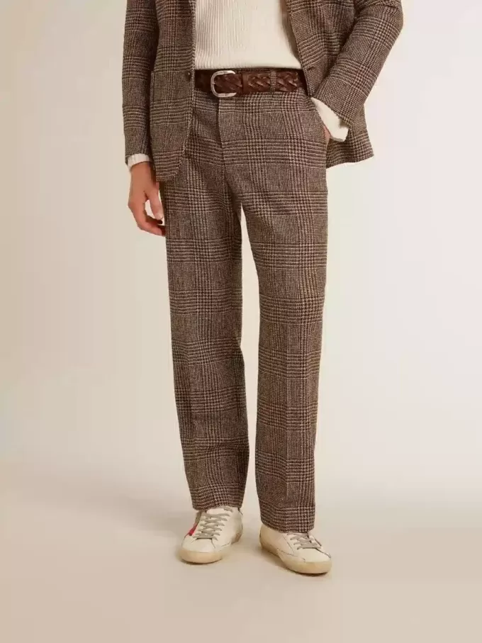 Pantaloni moi pentru bărbați, cu model houndstooth Pantaloni moi pentru bărbați, cu model houndstooth