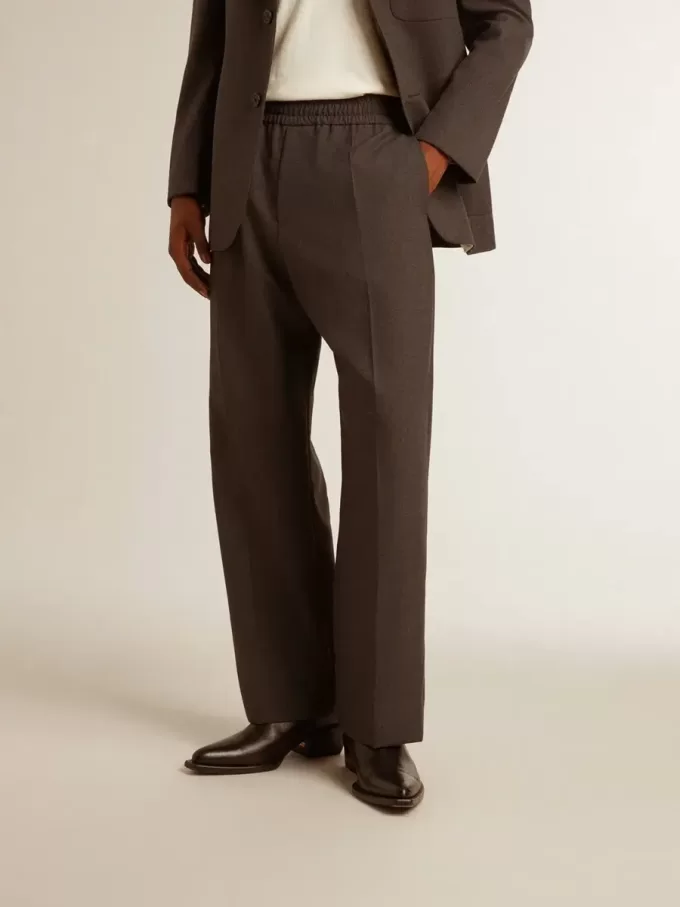 Pantaloni moi pentru bărbați din lână gri antracit Pantaloni moi pentru bărbați din lână gri antracit