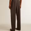 Pantaloni moi pentru bărbați din lână gri antracit Pantaloni moi pentru bărbați din lână gri antracit