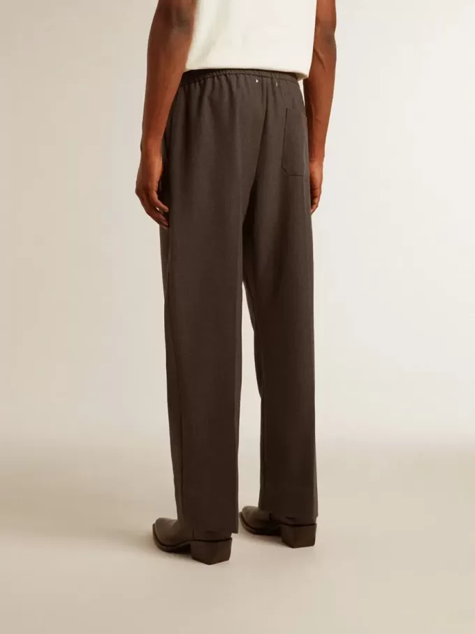 Pantaloni moi pentru bărbați din lână gri antracit Pantaloni moi pentru bărbați din lână gri antracit