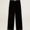 Pantaloni negri cu efect de catifea