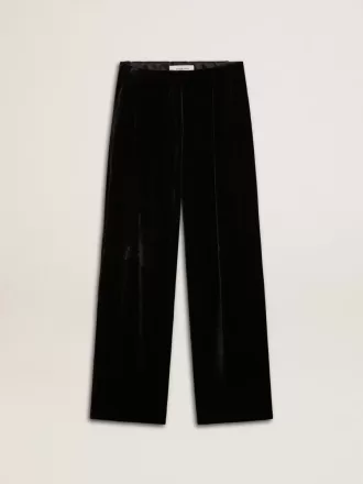 Pantaloni negri cu efect de catifea