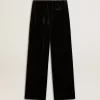 Pantaloni negri cu efect de catifea