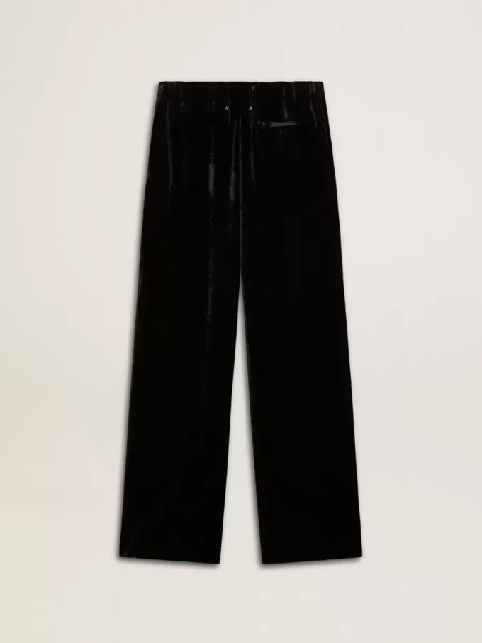 Pantaloni negri cu efect de catifea